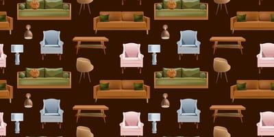 Seamless background of furniture for sitting. Pattern for gift paper, socks, sweater, jumper or paper design. vector