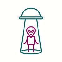 Unique Alien Abduction Vector Line Icon