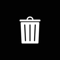 eps10 white vector garbage or trash can solid icon or logo isolated on black background. delete or rubbish basket symbol in a simple flat trendy modern style for your website design, and mobile app