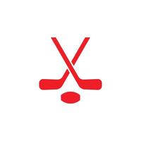 eps10 vector rojo icono de hockey sobre césped o logotipo aislado sobre fondo blanco. palos de hockey cruzados y símbolo de pelota en un estilo moderno y sencillo para el diseño de su sitio web y aplicación móvil