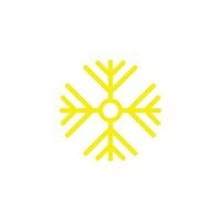 eps10 yellow vector snowflake or winter season abstract art icon isolated on white background. snowflake symbol in a simple flat trendy modern style for your website design, logo, and mobile app