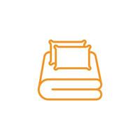 eps10 orange vector Bed linen set with pillows icon or logo isolated on white background. bed sheet and duvet cover symbol in a simple flat trendy modern style for your website design, and mobile app