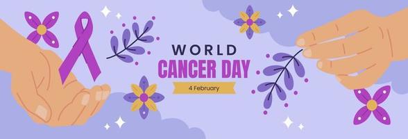 world cancer day 2023 horizontal banner template vector flat design