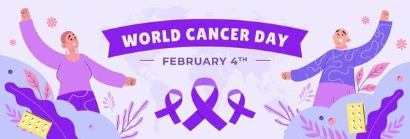 world cancer day 2023 horizontal banner template vector flat design