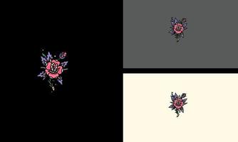 rosa, rosa, flores, vector, ilustración, diseño vector