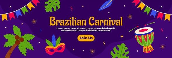 brazilian carnival horizontal banner vector flat design