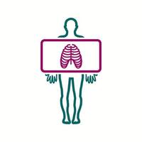 Chest X ray vector line icon