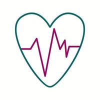 Heart ECG vector line icon