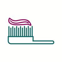 icono de línea de cepillo y pasta de dientes vector