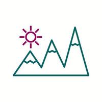 Beautiful Sunshine on Mountains Line Vector Icon