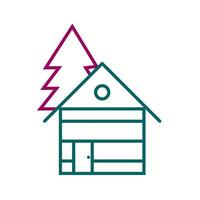 Beautiful House in trees Line Vector Icon