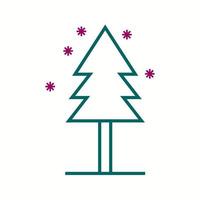 Beautiful Tree in snowfall Line Vector Icon