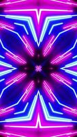 Horizontal glowing lines move in space. Vertical looped Kaleidoscope video