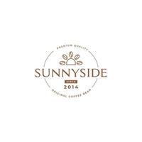 Vintage sun coffee shop logo with coffee beans. Suitable for cafe needs. vector