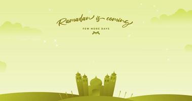 Background Month of Ramadan is coming soon. Islamic greeting card template with mosque. Posters, media banners. Islamic theme background. vector