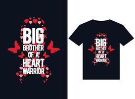 Big Brother Of A Heart Warrior illustrations for print-ready T-Shirts design vector
