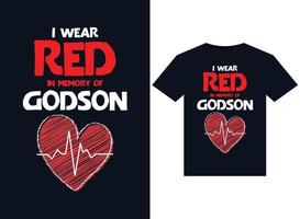 I Wear Red In Memory of Godson illustrations for print-ready T-Shirts design vector