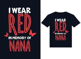 me pongo rojo en memoria de las ilustraciones de nana para el diseño de camisetas listas para imprimir vector