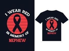 I Wear Red In Memory of Nephew illustrations for print-ready T-Shirts design vector