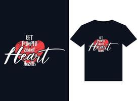 entusiasmarse con las ilustraciones de salud del corazón para el diseño de camisetas listas para imprimir vector