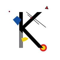 Capital letter K made up of simple geometric shapes, in Suprematism style vector