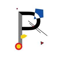 Capital letter P made up of simple geometric shapes, in Suprematism style vector