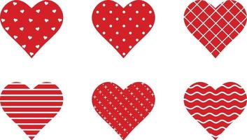 Set red hearts with texture with different texturerator Artwork vector