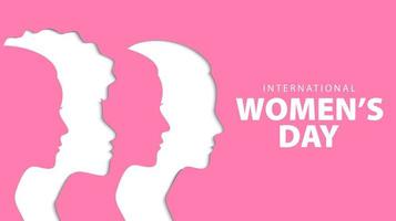 Happy International Women's Day. March 8th. Minimalist design women's day concept. Pink background for greeting cards, banners, posters. Vector illustration