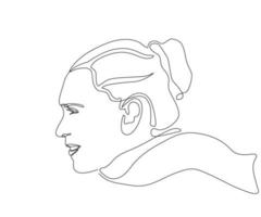 portrait of a girl with a scarf,hand-drawn, continuous mono line, one line art vector