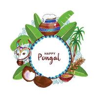 Happy pongal holiday harvest festival celebration card background vector