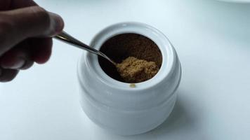 Close Up Of Brown Sugar Cube On Table video