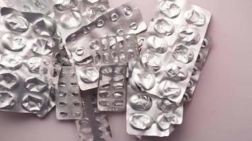 Close Up Of Empty Pills Of Blister Pack On Table video