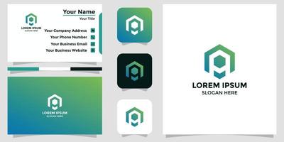 letter P logo design and business card vector