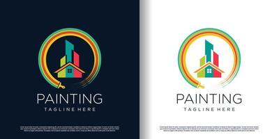 diseño de logotipo de pintura con vector premium de estilo único creativo