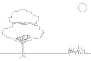 ilustración de boceto de árbol, diseño de libro para colorear vector