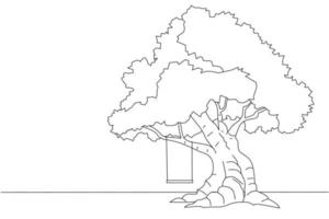 ilustración de boceto de árbol, diseño de libro para colorear vector