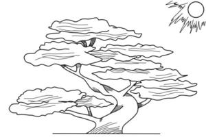 tree sketch illustration, coloring book design vector