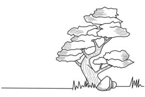 tree sketch illustration, coloring book design vector