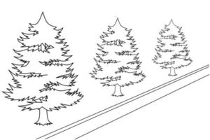 ilustración de boceto de árbol, diseño de libro para colorear vector