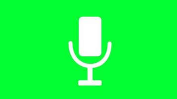 Mikrofon-Sprachaufzeichnungssymbol mit digitaler Animation der Audiowellenfrequenz auf grünem Bildschirm. Podcast-Tonaufnahme und Audiorecorder mit Sprachausgabe stumm und laut. video