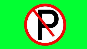 Kein Parken mit rotem Warnschild auf grünem Bildschirm. warnendes straßenschild mit parkverbotssymbol. Keine Fahrzeuge erlaubt Schild auf der Straße. Gefahrenbereich. video