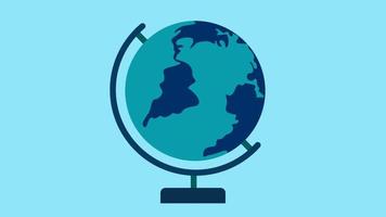 Animación del mapa mundial de la tierra del globo giratorio con soporte de escritorio en pantalla verde. propósito de la decoración de la escuela de geografía y ecología de la educación del planeta mundial. video