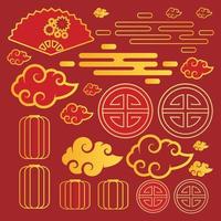 paquete conjunto decoración año nuevo chino vector