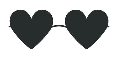 Flat vector hippy boho heart shaped sunglasses illustration. Hand drawn retro groovy elements