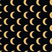 Vector flat hand drawn seamless pattern with moon, crescent. Flat vector hippy boho illustration