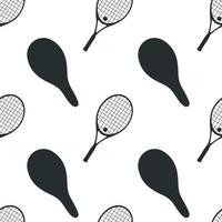 Hand drawn silhouette seamless pattern. Tennis racket with dampener and case vector