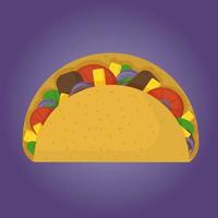 Taco isolated on gradient background. National Mexican food. Illustration of Latin American cuisine vector