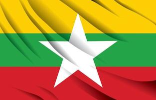 myanmar national flag waving realistic vector illustration