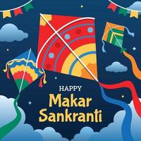 Kite Festival For Celebrating Makar Sankranti vector