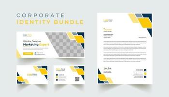 Professional business Facebook cover template, letterhead, and business card design Pro Vector